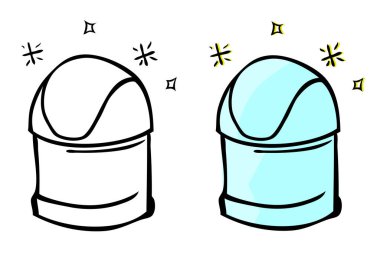 Basit Vektör Seti 2 El Çizimi Işıltılı Temiz ve düzenli çöp kutusu