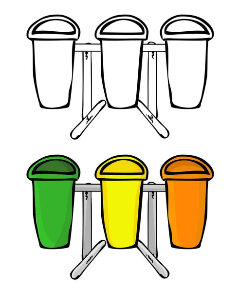 Simple Vector Set Hand Draw Sketch Green Yellow Orangy Empty — Stock Vector