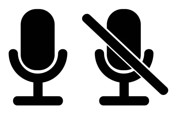 Simple Vector Set Silhouette Microphone — Vector de stock