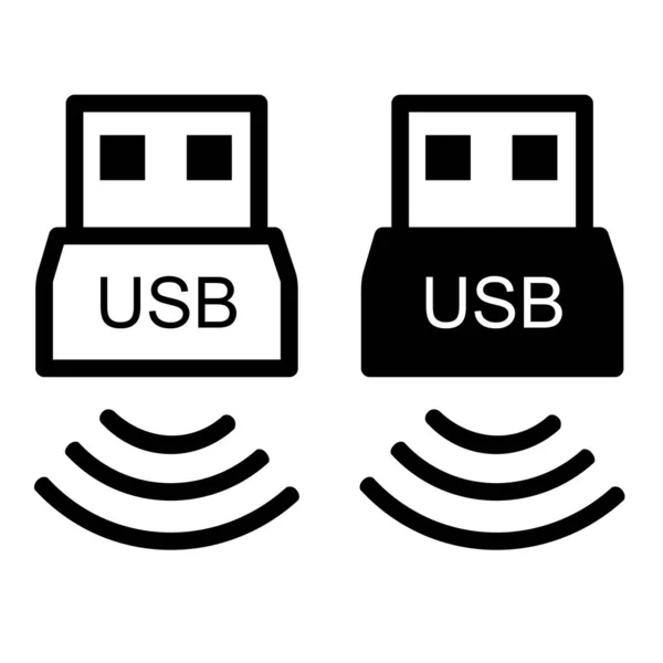 Simple Vector Set Symbol Usb Connector Wireless Connection Isolated White — Stock Vector