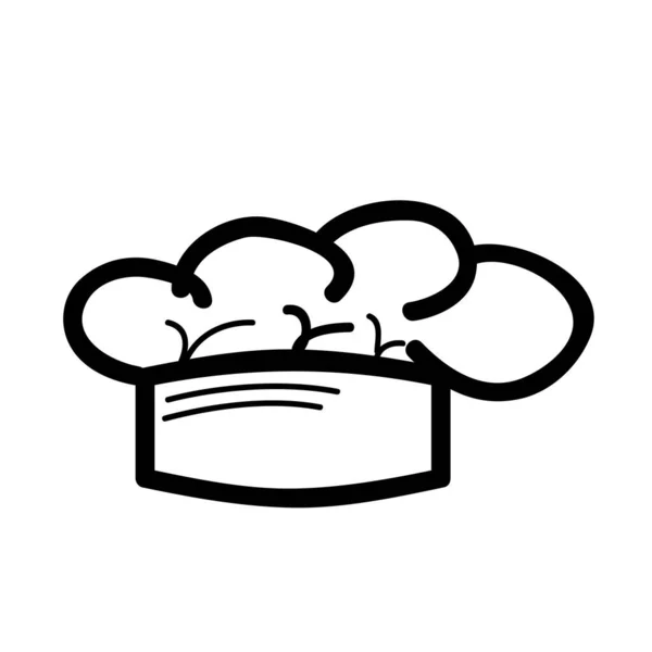 Simple Vector Doodle Icon Style Chef Hat White Background — стоковый вектор