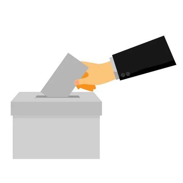 Simple Concept Man Hand Using Tuxedo Give Paper Vote Election — стоковый вектор