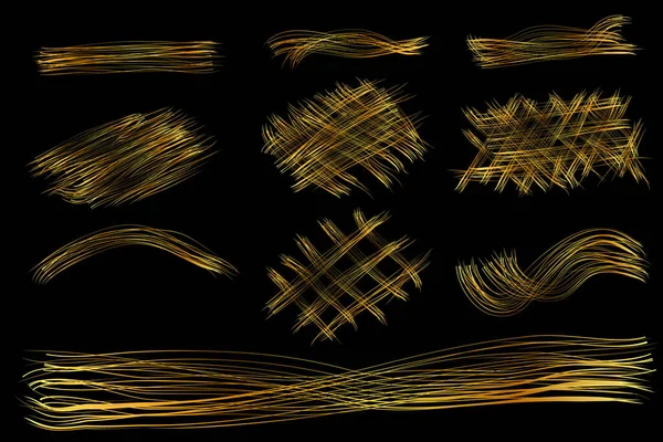 Einfaches Set Vector Multiple Gold Golden Line Kritzeln — Stockvektor