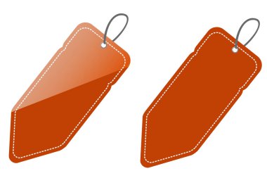 Basit Vektör Set 2 Kahverengi Parlak Kalem Şekli Boş Etiketi, beyaz arkaplan üzerinde izole