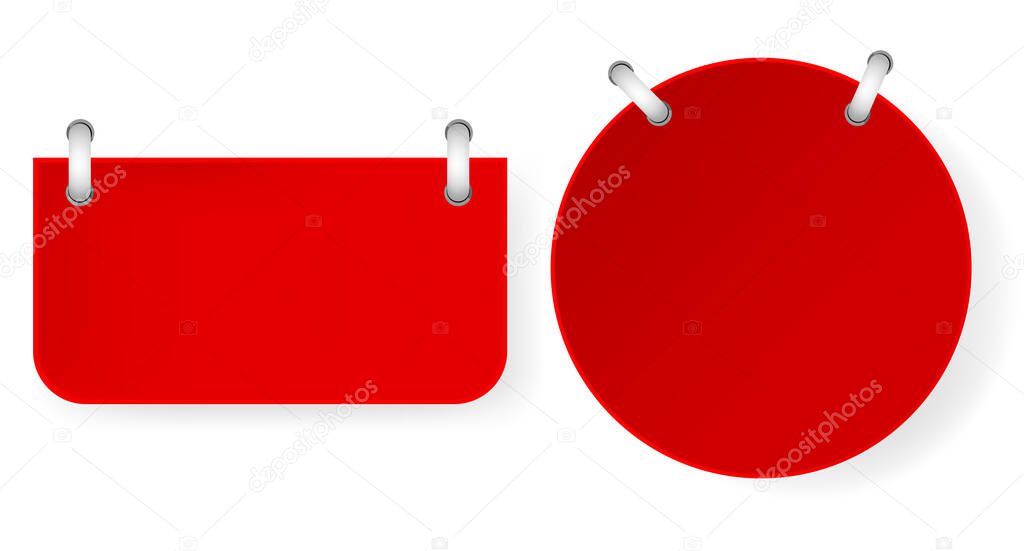 Simple Vector Circle and Rectangle Red paper cut tag with spiral binder