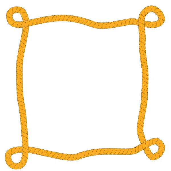 単純なベクトルアブストラクトブラウンロープから正方形のフレーム 白の背景 — ストックベクタ