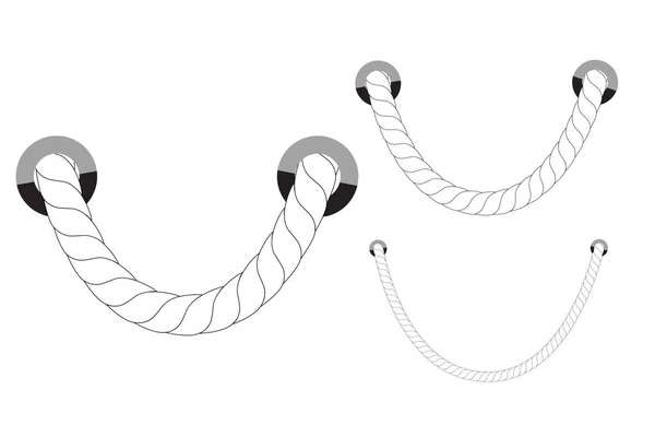 シンプルなベクトルセット3異なるサイズのホワイトハンギングロープ — ストックベクタ