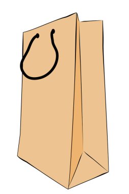 Basit Vektör El Kağıt Torba 'nın kahverengi taslağını çiz