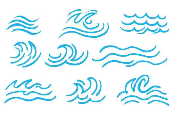 9 Basit Vektör Mavi Dalga Çizimini Ayarla