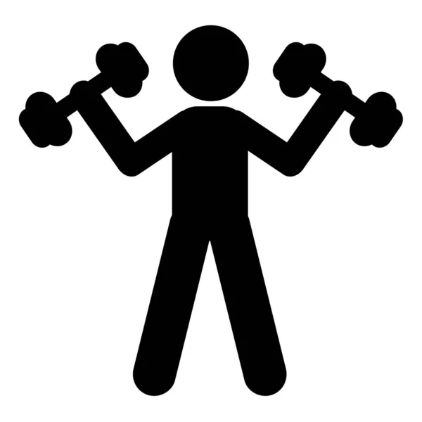 Simple Vector Stik Man Workout Using Dumbbell Isolated White — стоковый вектор