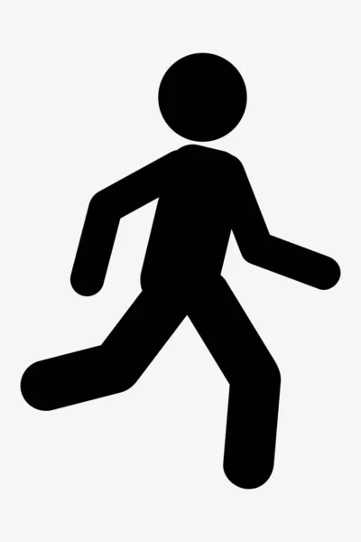 シンプルなベクトルスティック男が実行またはジョギング 白に隔離されたスポーツ心臓 — ストックベクタ