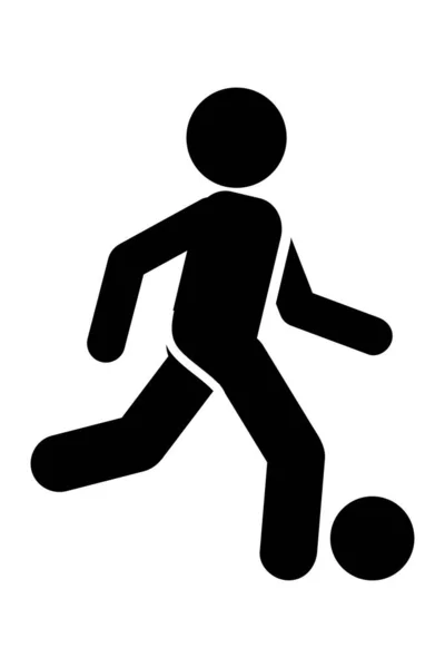 Simple Vector Stick Homme Stickman Soccer Football Pied Ballon Isolé — Image vectorielle