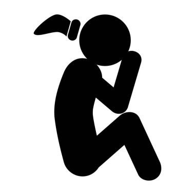 Basit Vektör Depresyonu ya da stess Oturma Çubuğu kadını, beyaz üzerine izole edilmiş.