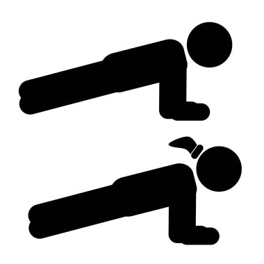 Basit Vektör Set 2 Çubuk Adam ve Kadın Spor Tahtası, beyaz üzerine izole