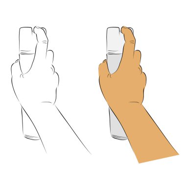 simple set 2 vector sketch Hand push the spray