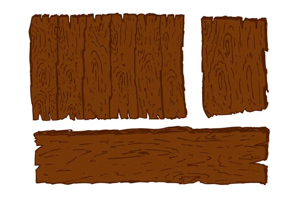 Simple Set Vector Hand Draw Sketch Wooden Board — Vector de stock