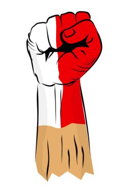Simple Vector Sketch Punching or Fisting Hand, kraine Flag  body painting