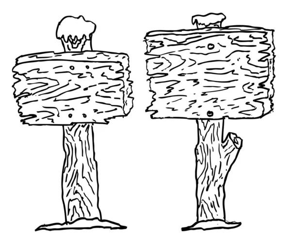 Простий Набір Векторний Малюнок Рук Дерев Яний Напрямок — стоковий вектор