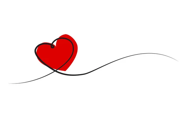 Απλό Διανυσματικό Σχέδιο Χέρι Σχήμα Αγάπης Μία Γραμμή Απομονωμένη Λευκό — Διανυσματικό Αρχείο
