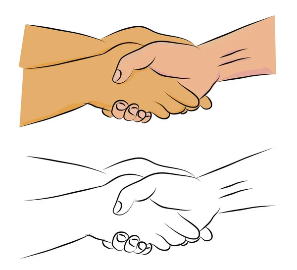 Simple Vector Sketch Set Man Woman Handshaking — Stok Vektör