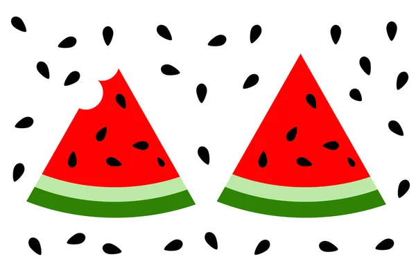 Einfaches Vektorset Wassermelonen Wassermelonen Und Samen — Stockvektor