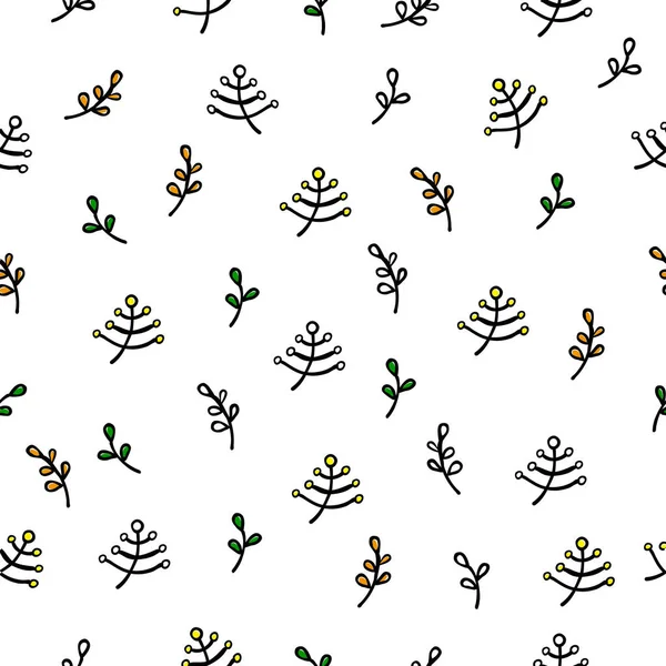 Fond Simple Sans Couture Vecteur Gribouille Dessin Main Vert Fleur — Image vectorielle