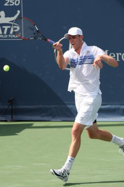 Andy Murray Büyük Britanya'nın ve Sam Querrey (resim) ABD final maçı 2010 çiftçiler Classic adlı oyun