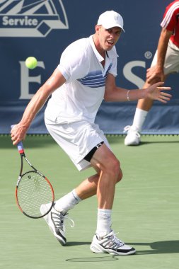 Andy Murray Büyük Britanya'nın ve Sam Querrey (resim) ABD final maçı 2010 çiftçiler Classic adlı oyun