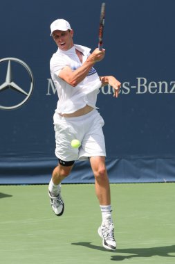 Andy Murray Büyük Britanya'nın ve Sam Querrey (resim) ABD final maçı 2010 çiftçiler Classic adlı oyun