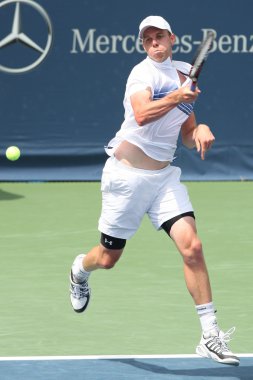 Andy Murray Büyük Britanya'nın ve Sam Querrey (resim) ABD final maçı 2010 çiftçiler Classic adlı oyun