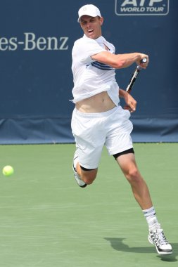 Andy Murray Büyük Britanya'nın ve Sam Querrey (resim) ABD final maçı 2010 çiftçiler Classic adlı oyun