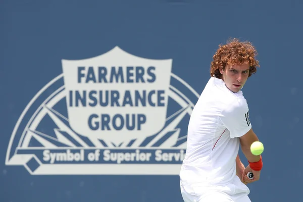 Lukas Lacko and Ernests Gulbis play a match — Stock Photo, Image