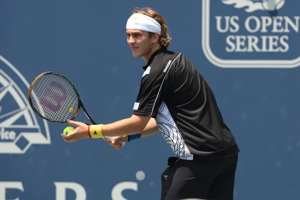 Lukas lacko i ernests gulbis rozegrania meczu — Zdjęcie stockowe