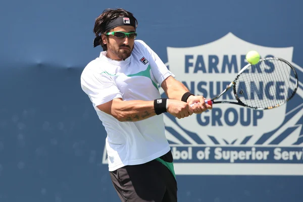 Janko Tipsarevic og Sam Querrey spiller en match. – stockfoto