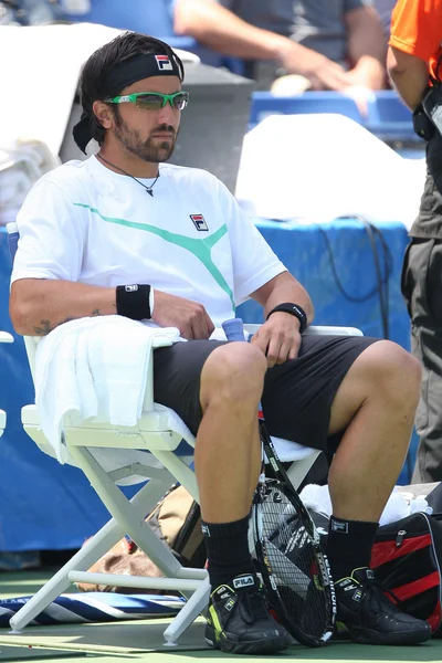 Janko Tipsarevic (resim) Sırbistan ve Sam Querrey ABD bir maç 2010 çiftçiler Classic adlı oynamak — Stok fotoğraf