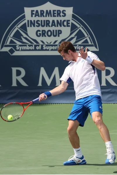 Andy Murray de Gran Bretaña (en la foto) y Sam Querrey de EE.UU. juegan el partido final en el 2010 Farmers Classic — Foto de Stock