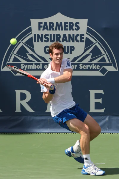 Andy Murray della Gran Bretagna (nella foto) e Sam Querrey degli Stati Uniti giocano la partita finale al Farmers Classic 2010 — Foto Stock