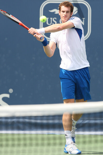 Andy Murray of Great Britain (pictured) and Sam Querrey of USA play the final match at the 2010 Farmers Classic