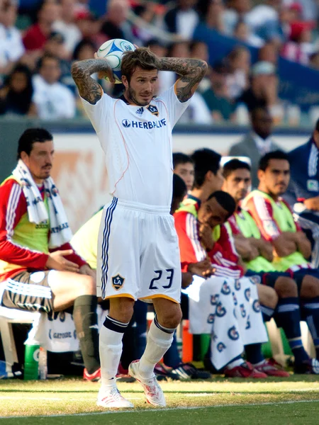 David Beckham em ação durante a partida semifinal da conferência MLS — Fotografia de Stock