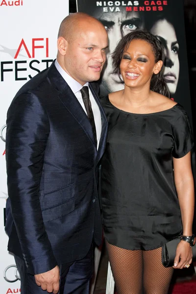 Stephen Belafonte and Melanie Brown attend the AFI Fest screening of Bad Lieutenant — Stock Photo, Image