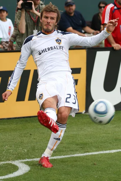 David Beckham en action pendant le match — Photo