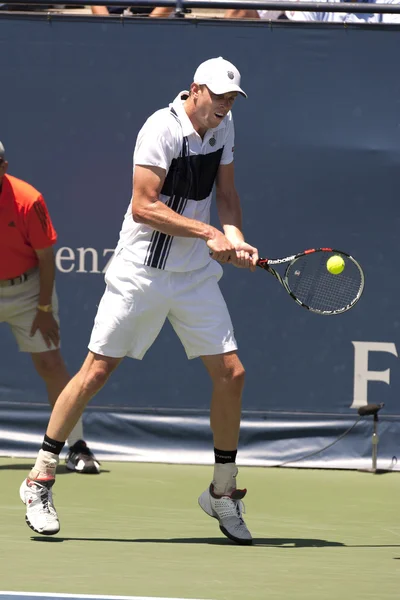 Sam querrey w akcji podczas gry — Zdjęcie stockowe