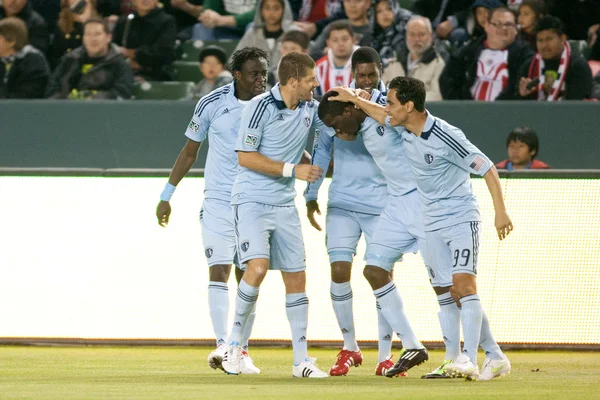 Sporting Kansas City comemora um gol antecipado durante o jogo — Fotografia de Stock