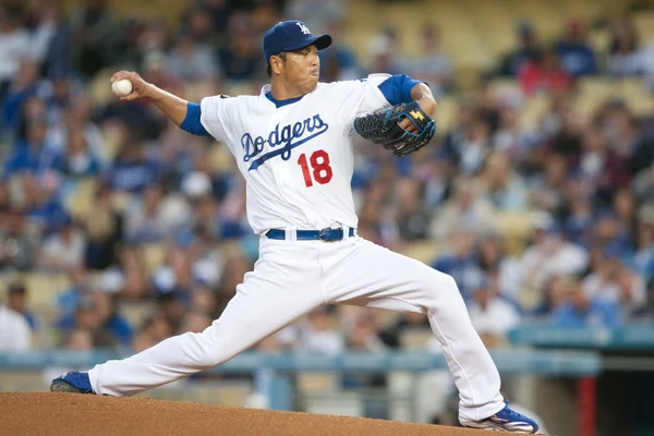 Hiroki Kuroda in action during the game — Stock Photo, Image