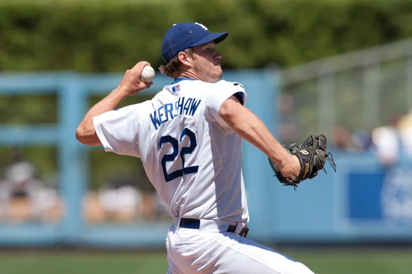 Clayton kershaw platser under spelet — Stockfoto