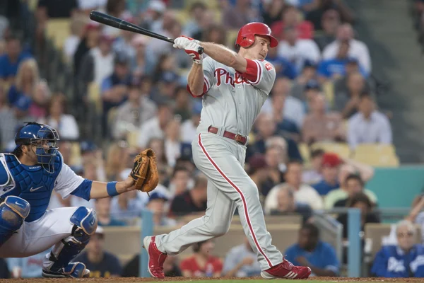 Chase Utley takes a swing during the game — Stock Photo, Image