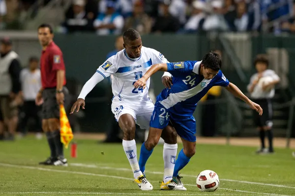 Brayan Beckeles and Jonathan Lopez in action during the game — Stock Photo, Image