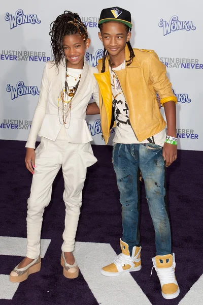 JADEN SMITH, and WILLOW SMITH arrive at the Paramount Pictures Justin Bieber: Never Say Never premiere — Stock Photo, Image