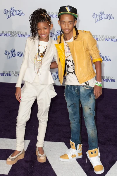 JADEN SMITH, and WILLOW SMITH arrive at the Paramount Pictures Justin Bieber: Never Say Never premiere — Stock Photo, Image