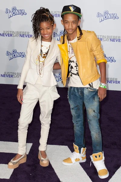 JADEN SMITH, and WILLOW SMITH arrive at the Paramount Pictures Justin Bieber: Never Say Never premiere — Stock Photo, Image